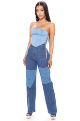 Patching Things Up Straight Leg Jeans - Medium Blue Wash Ins Street